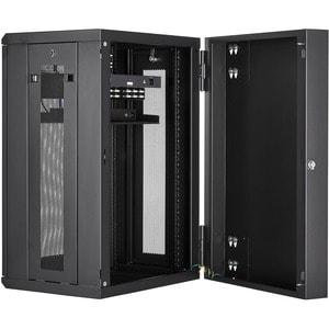 StarTech.com 4-Post 18U Wall Mount Network Cabinet, 19" Hinged Wall-Mounted Server Rack for Data / IT Equipment, Lockable 