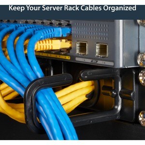 StarTech.com Server Rack Cable Management - with Holes - 1U - D-Ring Hooks - Horizontal - Cable Organizer - Cord Managemen