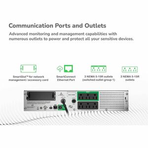 APC Smart-UPS, Line Interactive, 750VA, Rackmount 2U, 120V, 6x NEMA 5-15R outlets, SmartConnect Port+SmartSlot, AVR, LCD -