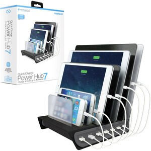 Hypercel Naztech Quick Charge Power Hub 7 - 120 V AC, 230 V AC Input - 5 V DC/14 A, 9 V DC, 12 V DC Output CHARGE STATION 