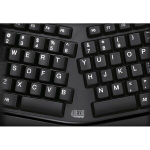 Adesso 2.4GHz Wireless Ergonomic Touchpad Keyboard - Wireless Connectivity - RF - 30 ft - 2.40 GHz - USB Interface - 105 K