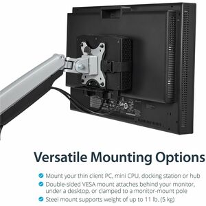 StarTech.com Thin Client Mount - Mini PC VESA Mount - Adjustable .7 to 2.8" - Under Desk Computer Mount - Mac Mini Monitor