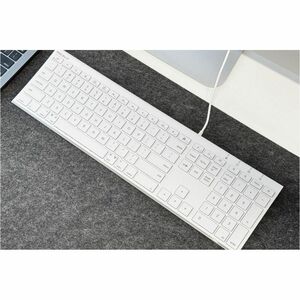 Macally Ultra-slim USB Wired Keyboard for Mac (White) - Cable Connectivity - USB Interface - 110 Key(s) - Windows, Mac OS 