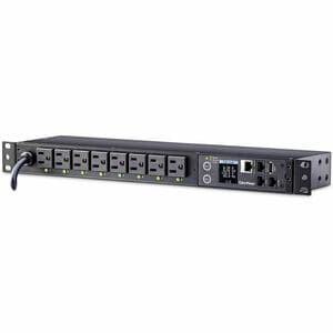 CyberPower PDU41001 Single Phase 100 - 120 VAC 15A Switched PDU - 8 Outlets, 12 ft, NEMA 5-15P, Horizontal, 1U, SNMP, LCD,