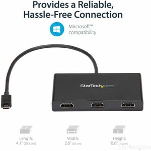 StarTech.com 3-Port USB-C Multi-Monitor Adapter, Type-C to 3x HDMI MST Hub, Triple 1080p HDMI Laptop Display Extender / Sp