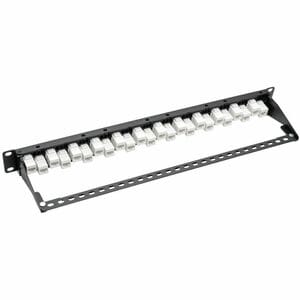 Eaton Tripp Lite Series 24-Port 1U Rack-Mount Cat6a Offset Feed-Through Patch Panel with Cable Management Bar, RJ45 Ethern