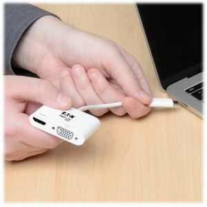 Eaton Tripp Lite Series USB-C Multiport Adapter (M/2xF) - 4K HDMI, VGA, White - for Notebook/Tablet PC/Desktop PC/Smartpho
