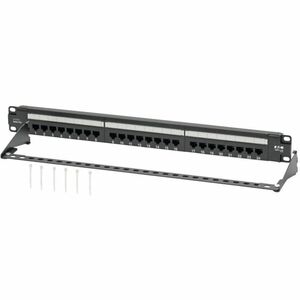 Tripp Lite Cat5 / Cat5e PoE Patch Panel 24-Port 110 568A/B RJ45 1URM TAA - 24 Port(s) - 24 x RJ-45 - 1U High - Black - 19"