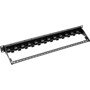 Eaton Tripp Lite Series 24-Port 1U Rack-Mount Cat5e/6 Offset Feed-Through Patch Panel with Cable Management Bar, RJ45 Ethe