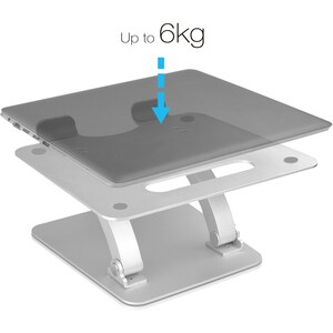 SIIG Adjustable Aluminum Laptop Stand for Macbook and PC - Up to 17" Screen Support - 13.20 lb Load Capacity - 12.60" Heig