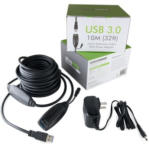 Plugable 10 Meter (32 Foot) USB 3.0 Active Extension Cable - with AC Power Adapter and Back-Voltage Protection