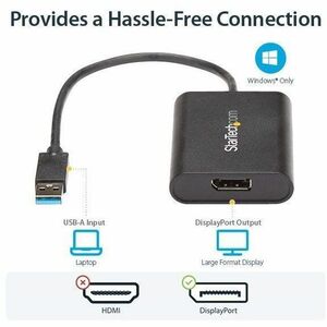 StarTech.com USB 3.0 to DisplayPort Adapter - 4K 30Hz - External Video & Graphics Card - Dual Monitor Display Adapter - Su