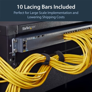 StarTech.com Horizontal Cable Lacing Bar for Racks - Horizontal Cable Manager - 10 Pack - Cable Management Bar - 485.1 mm 