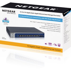 Netgear 12-Port 10-Gigabit/Multi-Gigabit Ethernet Smart Managed Plus Switch (XS512EM) - 12 Ports - Manageable - 10 Gigabit
