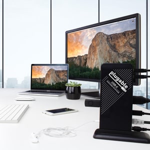 Plugable USB C Docking Station with Charging, Compatible with Thunderbolt 3 and USB-C MacBooks and Specific Windows, Chrom