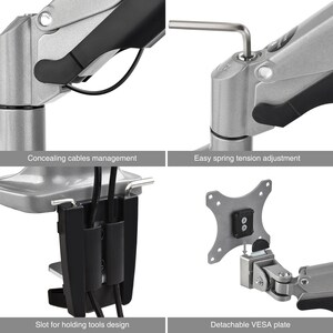 High Premium Aluminum Gas Spring Desk Mount - 13" to 32" - Single Monitor - Max load 19.8Ibs, VESA 75x75/100x100mm - Easil