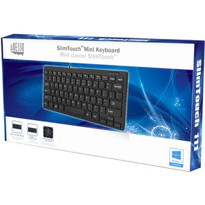 Adesso SlimTouch Mini Keyboard - Cable Connectivity - USB Interface - 78 Key - English (US) - QWERTY Layout - Desktop Comp