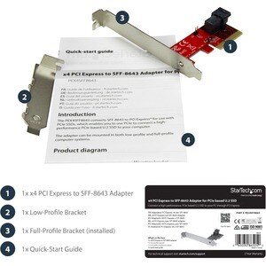 StarTech.com x4 PCI Express to SFF-8643 Adapter for PCIe NVMe U.2 SSD - Add high-performance enterprise-class storage to y