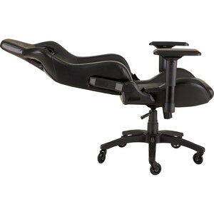 Corsair T1 RACE 2018 Gaming Chair - Black/Black - For Game, Desk, Office - PU Leather, Steel, Metal - Black HIGH BACK DESK