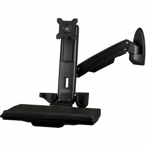 StarTech.com Wall Mount Workstation, Full Motion Standing Desk, Ergonomic Height Adjustable Monitor & Keyboard Tray Arm, F