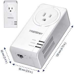 TRENDnet Powerline 1300 AV2 Adapter With Built-in Outlet Adapter Kit, Includes 2 x TPL-423E Adapters, IEEE 1905.1 & IEEE 1