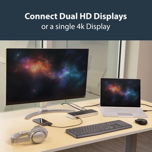 StarTech.com USB C Dockingstation für Zwei Monitore mit 60 W PD für Windows Laptops, USB C auf HDMI/DVI Dock, Thunderbolt 