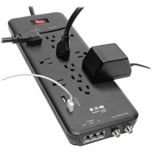 Tripp Lite Protect It! 12-Outlet Surge Protector 8 ft. (2.43 m) Cord 4320 Joules Tel/Modem/Coax Protection 2 USB Ports Bla