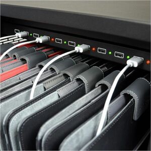 Naotic Charging Cabinet - 10 Devices Supported - 36.7 cm Height x 50.5 cm Width x 33.7 cm Depth - Metal, Steel - Black - F