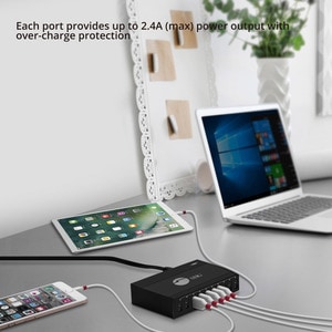 SIIG 60W 10-Port USB Charger - Charge up to 10 USB-A devices simultaneously with its small travel design making it easy to