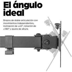Manhattan Dual Desk Mount for TV & Monitors (Full Motion), For screens 10" to 27", Clamp Assembly, VESA compatibility: 75x