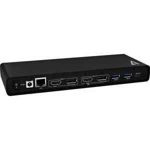 V7 UCDDS-1E USB-Typ C Docking Station für Desktop PC/Notebook/Monitor - 65 W - Schwarz - 6 x USB-Anschlüsse - 4 x USB 3.0 
