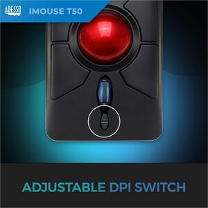 Adesso iMouse T50 Wireless Programmable Ergonomic Trackball Mouse - Optical - Wireless - 30 ft - Radio Frequency - 2.40 GH