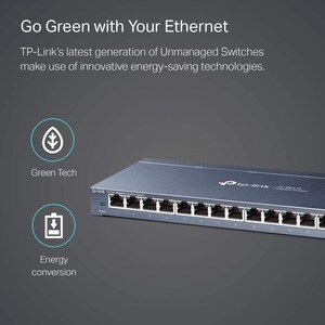 TP-Link TL-SG116 16 Ports Ethernet Switch - Gigabit Ethernet - 10/100/1000Base-T - 2 Layer Supported - 10 W Power Consumpt