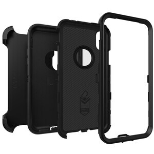 OtterBox Defender Rugged Carrying Case (Holster) Apple iPhone XS, iPhone X Smartphone - Black - Dirt Resistant, Bump Resis