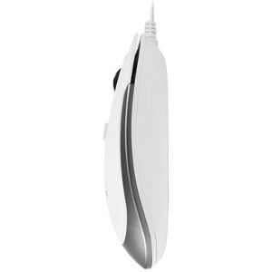 Macally USB Optical Quiet Click Mouse for Mac/PC in White & Aluminum - Optical - Cable - Aluminum, White - USB - 2400 dpi 