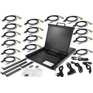 StarTech.com RKCONS1916K LCD Rack Console KVM Switch - 16 Computer(s) - 48.3 cm (19") LCD - SXGA - 1280 x 1024 - 2 x PS/2 