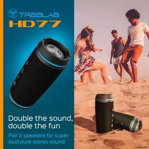 TREBLAB HD77 - Ultra Premium Bluetooth Speaker - Loud 360° HD Surround Sound, Wireless Dual Pairing, Loudest Bass - 80 Hz 