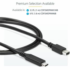 StarTech.com 6 ft. / 1.8 m USB-C to Mini DisplayPort Cable - 4K 60Hz - Black - USB 3.1 Type-C to Mini DP Adapter Cable - m