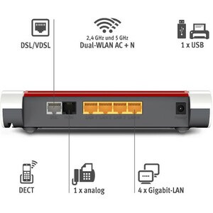 FRITZ! FRITZ!Box 7530 Wi-Fi 5 IEEE 802.11ac VDSL, ADSL, Ethernet Modem/Wireless Router - 2.40 GHz ISM Band - 5 GHz UNII Ba