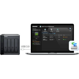 QNAP TR-004 USB 3.0 RAID - 4 x HDD Supported - Serial ATA/600 Controller - RAID Supported - 0, 1, 5, 10, JBOD RAID Levels 