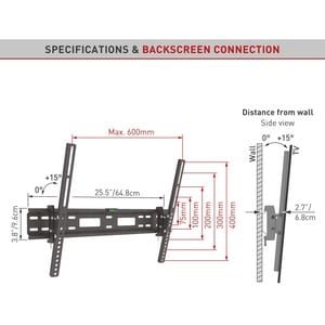 Barkan Wall Mount for TV - Black - 13" to 80" Screen Support - 132 lb Load Capacity - 75 x 75, 600 x 400 VESA Standard - 1