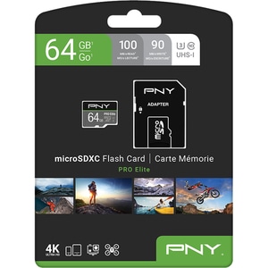 PNY PRO Elite 64 GB Class 10/UHS-I (U3) microSDXC - 100 MB/s Lesegeschwindigkeit - 90 MB/s Schreibgeschwindigkeit