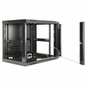 GABINETE MURAL 19" 9U ENSAMBLADO NEGRO MONTAJE PARED - 60kg Capacidad de Peso Estático