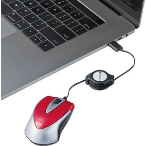 Verbatim USB-C Mini Optical Travel Mouse-Red - Optical - Cable - Red - 1 Pack - USB Type C - 3 Button(s)
