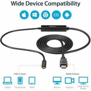 StarTech.com USB to HDMI Cable 6 ft 2m USB-C to HDMI 4K 60Hz USB Type to HDMI Computer Monitor Cable - Cable for Projector