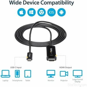 StarTech.com 6ft (2m) USB C to HDMI Cable - 4K 60Hz USB Type C DP Alt Mode to HDMI 2.0 Video Display Adapter Cable - Works