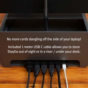 Twelve South StayGo | USB-C Hub for Type C MacBooks, Laptops and iPad Pro with included 1 meter desktop cable + stowable t