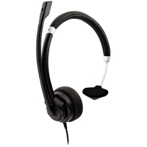 V7 Deluxe HU411 Wired Over-the-head Mono Headset - Black, Silver - Monaural - Supra-aural - 31.50 Hz to 20 kHz - 180 cm Ca
