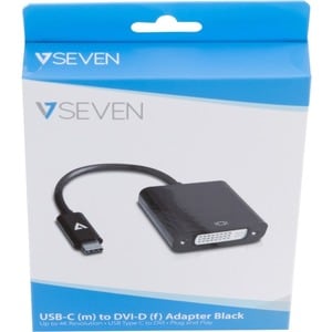 V7 Black USB Video Adapter USB-C Male to DVI-I Female - USB Type C Male - DVI-D Digital Video Female - Black