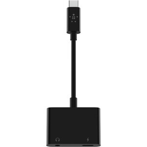 Belkin RockStar 3.5mm Audio + USB-C Charge Adapter - Mini-phone/USB Audio Cable for Audio Device, Smartphone, Charger - Fi